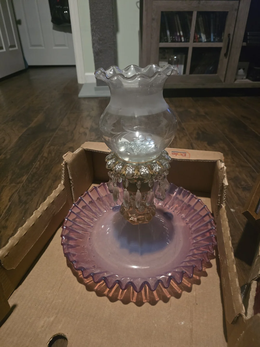Antique Cranberry Boudoir Parlor Lamp